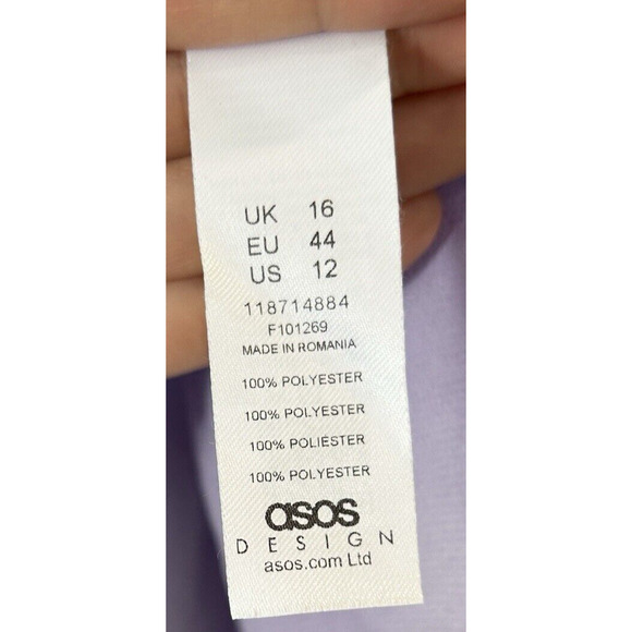 Asos Design Crop Top 12 Purple Off Shoulder Event Puff Sleeve Preppy Festival - Picture 6 of 9